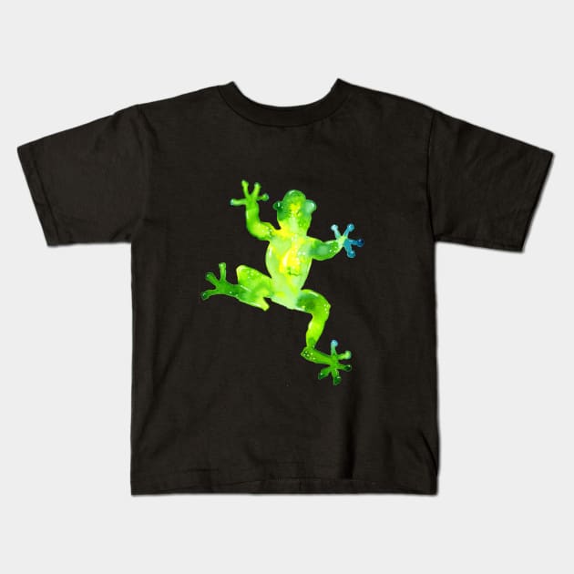 Green Watercolor Frog Kids T-Shirt by ZeichenbloQ